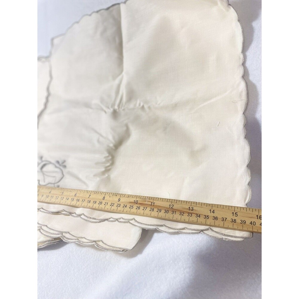 Vintage Cream Cotton Napkin Set 12pc Scalloped Embroidered Table Decor 15 x 15 " - Picture 6 of 12